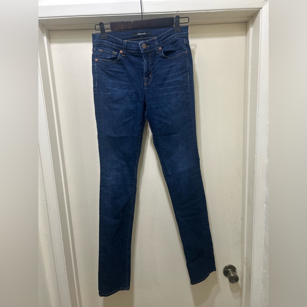 J Brand Jeans Womens Size 27 Mid Rise Stove Pipe Skinny Ignite Dark Blue Stretch